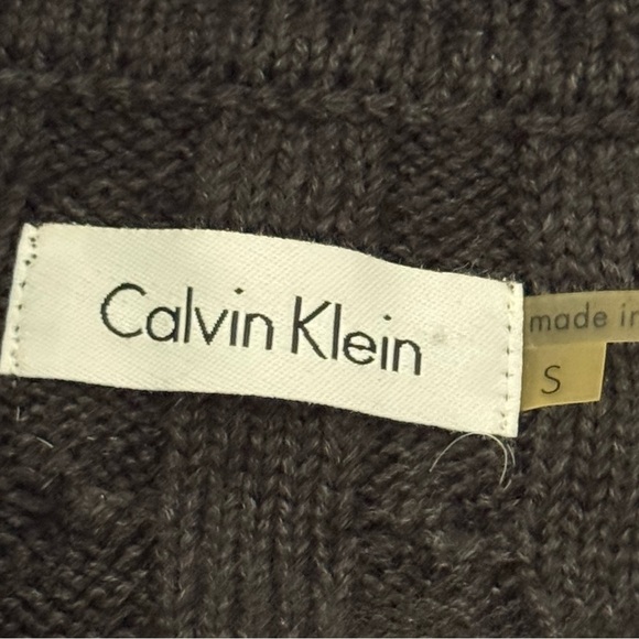 Calvin Klein Charcoal Grey Cowl Neck Belted Cable Knit Sweater Dress - Picture 15 of 16